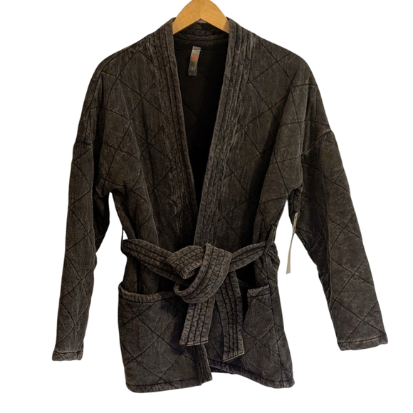 Mono B Quilted Mineral Washed Belted Wrap Jacket - Picture 1 of 8